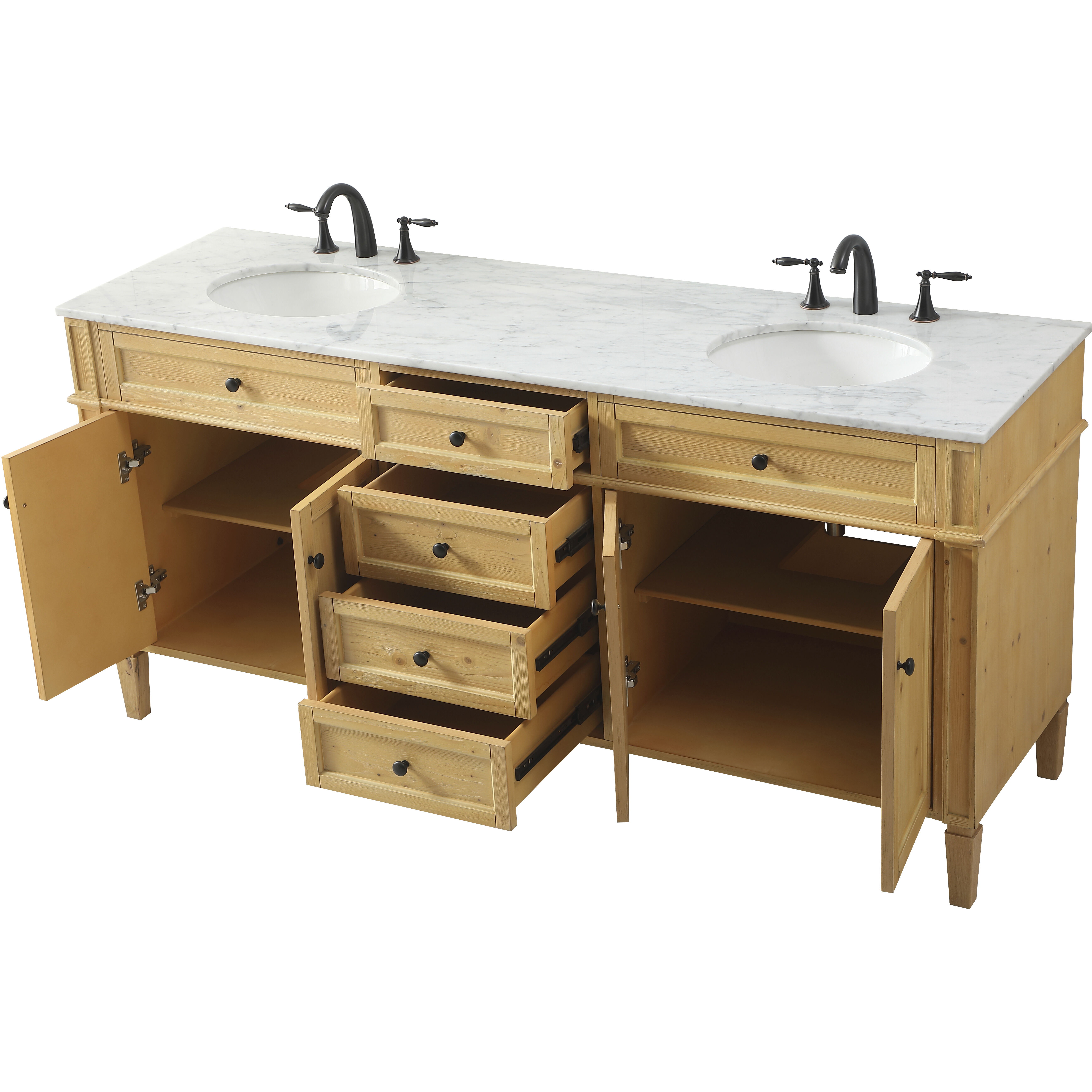Park Avenue 72 X 22 X 35 inch Natural Wood Vanity Sink Set