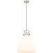 Downtown Urban Newton Bell 1 Light 14 inch Satin Nickel Pendant Ceiling Light in Matte White