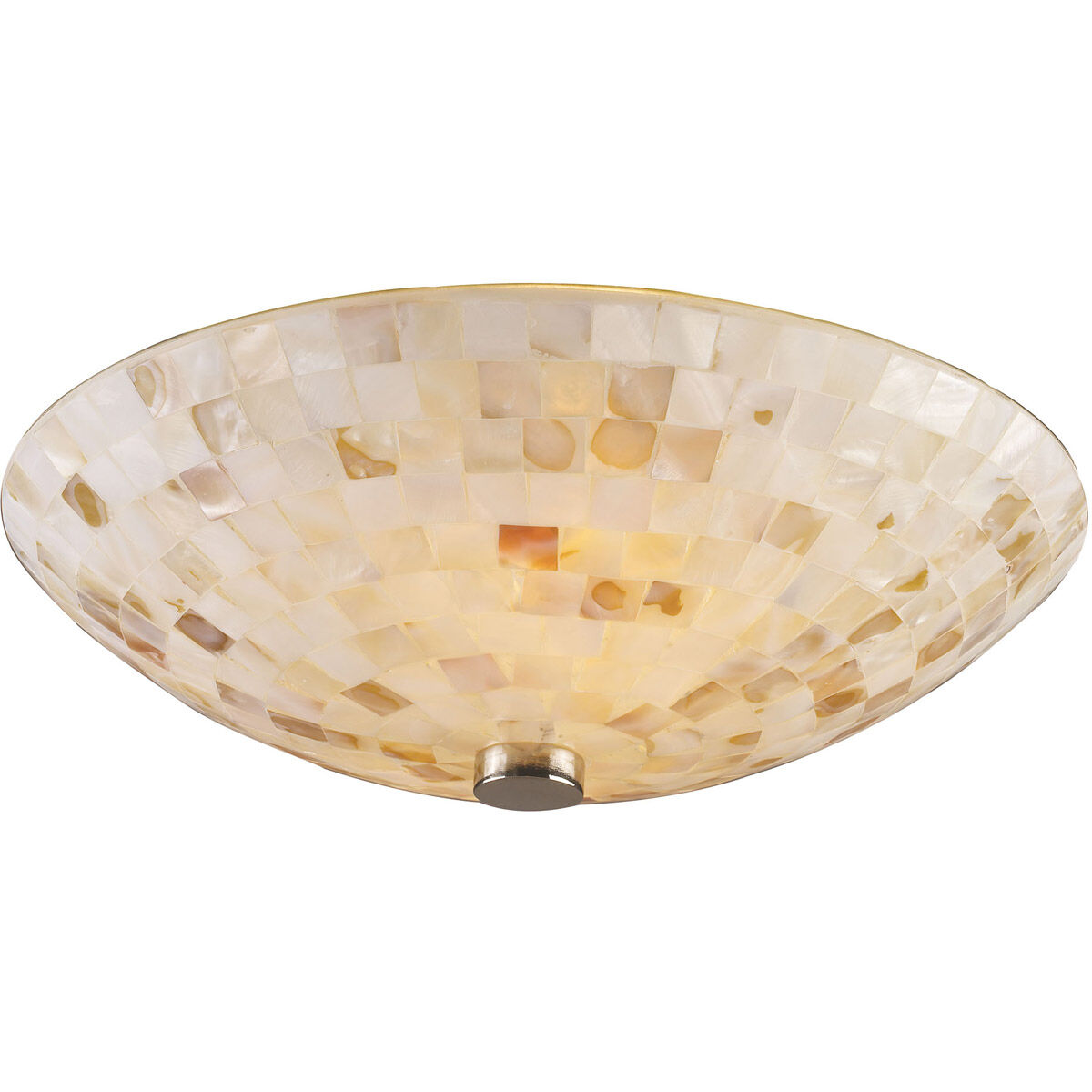 Dewey Beach 2 Light 12 inch Satin Nickel with Ivory Semi Flush Mount Ceiling Light