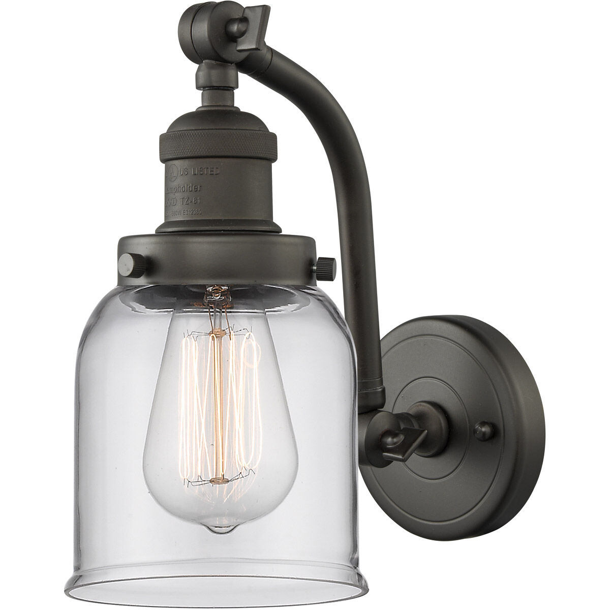 Franklin Restoration Small Bell LED 5 inch Oil Rubbed Bronze Sconce Wall Light in Clear Glass, Franklin Restoration