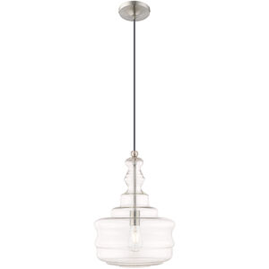 Art Glass 1 Light 13 inch Brushed Nickel Mini Pendant Ceiling Light