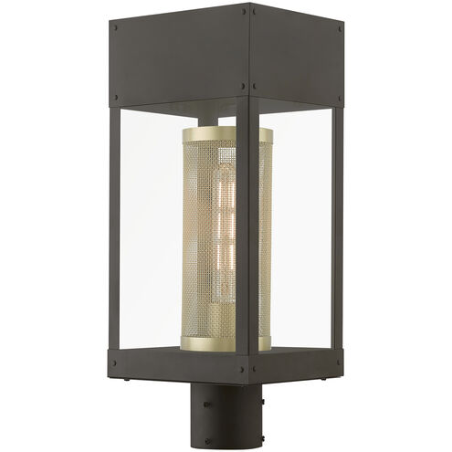 Franklin 1 Light 19 inch Bronze with Soft Gold Candle Outdoor Post Top Lantern