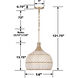 Zanzibar 3 Light 14 inch Soft Gold Pendant Ceiling Light