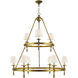 Chapman & Myers Classic2 9 Light 45 inch Hand-Rubbed Antique Brass Two-Tier Ring Chandelier Ceiling Light in Linen
