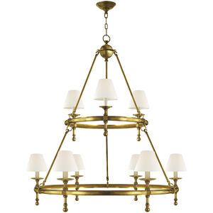 Chapman & Myers Classic2 9 Light 45 inch Hand-Rubbed Antique Brass Two-Tier Ring Chandelier Ceiling Light