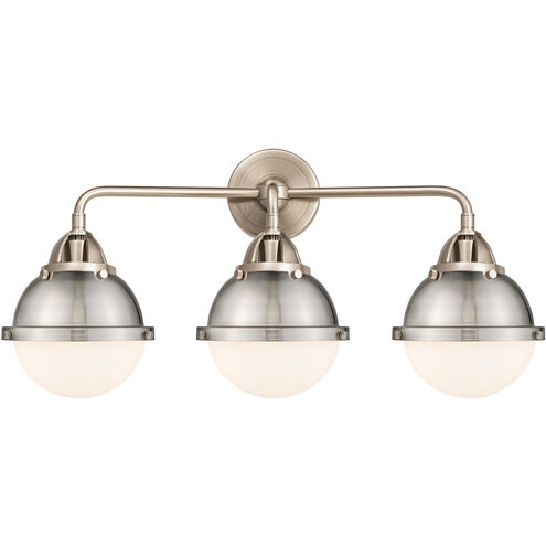 Nouveau 2 Hampden 3 Light 25.25 inch Brushed Satin Nickel Bath Vanity Light Wall Light in Matte White Glass