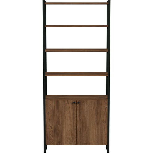 Drake 73" Two Door Walnut Bookcase Etagere in Medium Brown