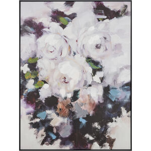 Peony Abstract White with Purple and Black Framed Wall Art