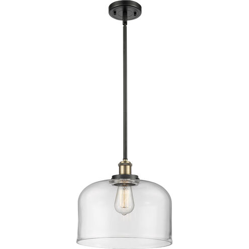 Ballston X-Large Bell LED 8 inch Black Antique Brass Pendant Ceiling Light in Clear Glass