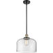 Ballston X-Large Bell LED 8 inch Black Antique Brass Pendant Ceiling Light in Clear Glass
