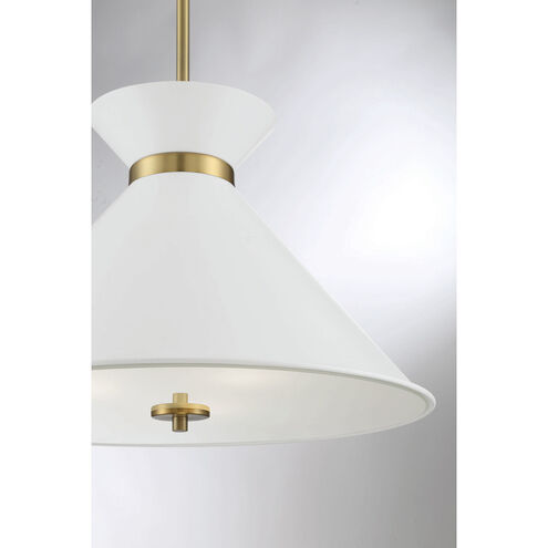 Lamar 3 Light 18 inch White with Brass Accents Pendant Ceiling Light