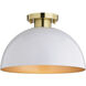 Devon LED 12.75 inch Glossy White and Satin Brass Semi-Flush Mount Ceiling Light