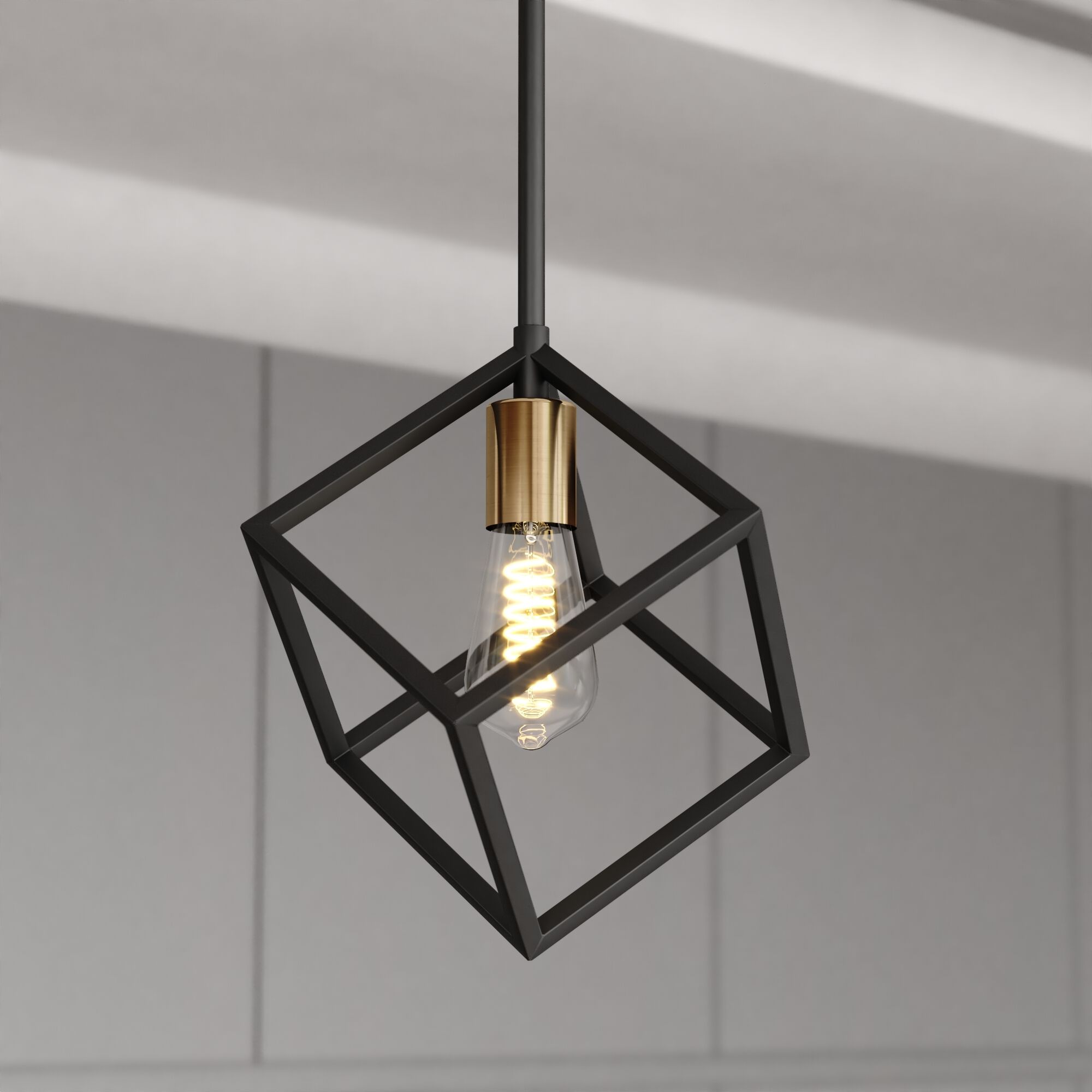 Deering LED 10.25 inch Matte Black and Satin Brass Mini Pendant Ceiling Light