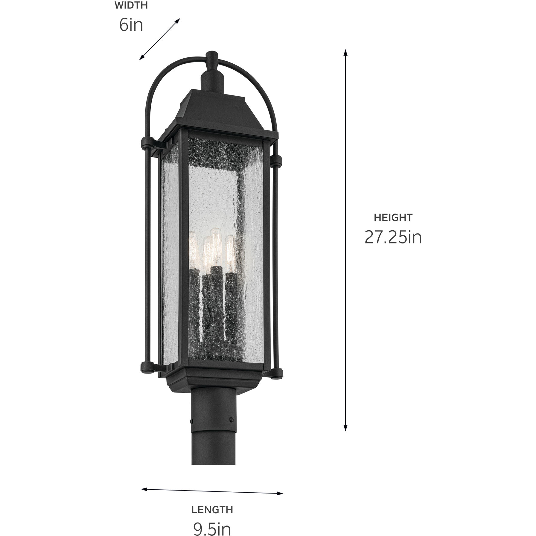 Harbor Row 4 Light 27.25 inch Textured Black Outdoor Post Lantern