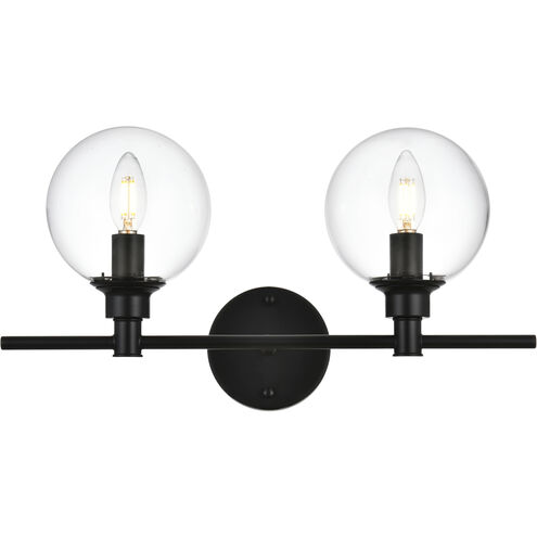 Jaelynn 2 Light 19 inch Black Bath Sconce Wall Light