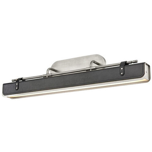 Valise LED 39.96 inch Aged Nickel and Tuxedo Leather Bath Vanity Wall Light