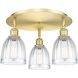 Brookfield 3 Light 17.5 inch Satin Gold Flush Mount Ceiling Light in Clear