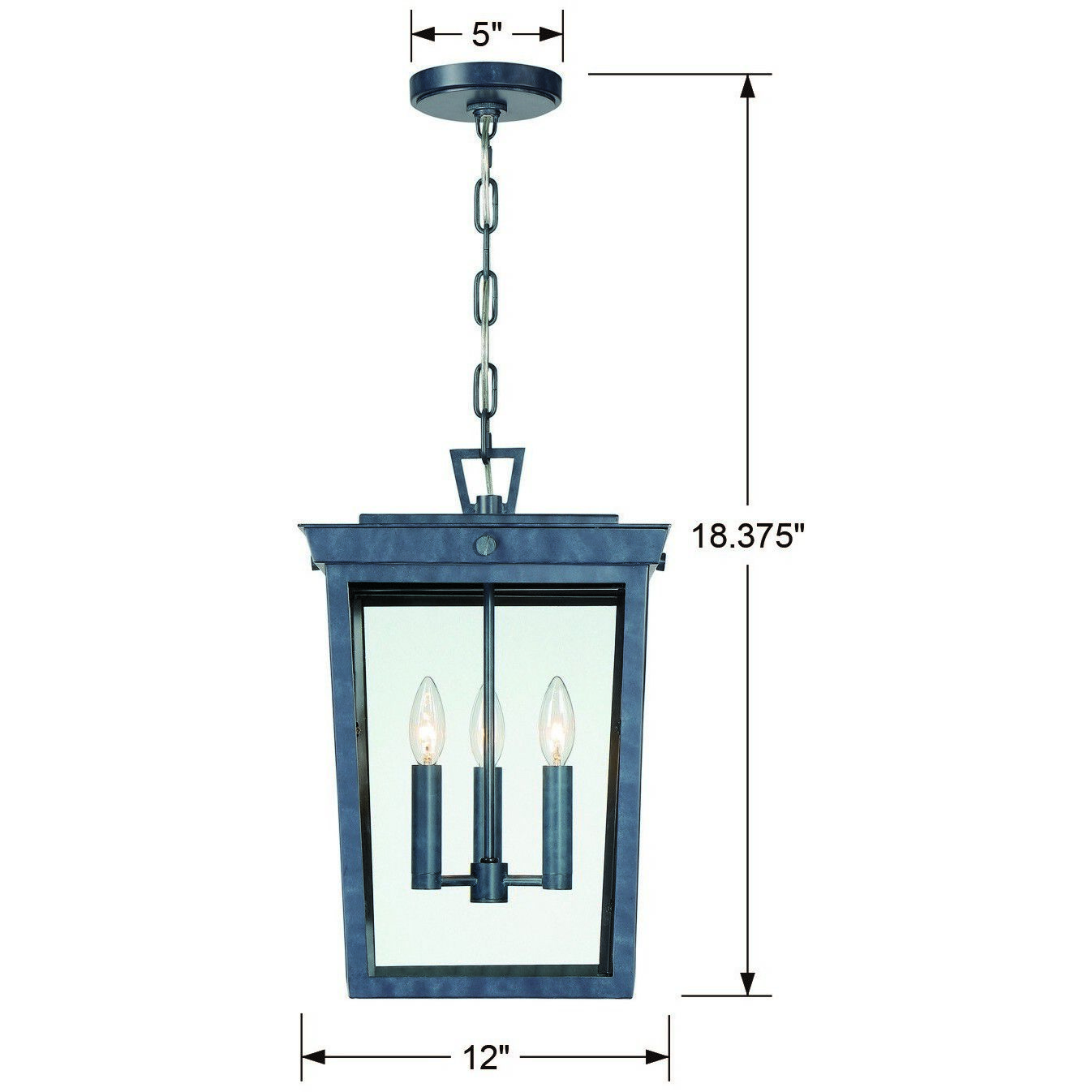 Belmont 3 Light 12 inch Graphite Outdoor Pendant