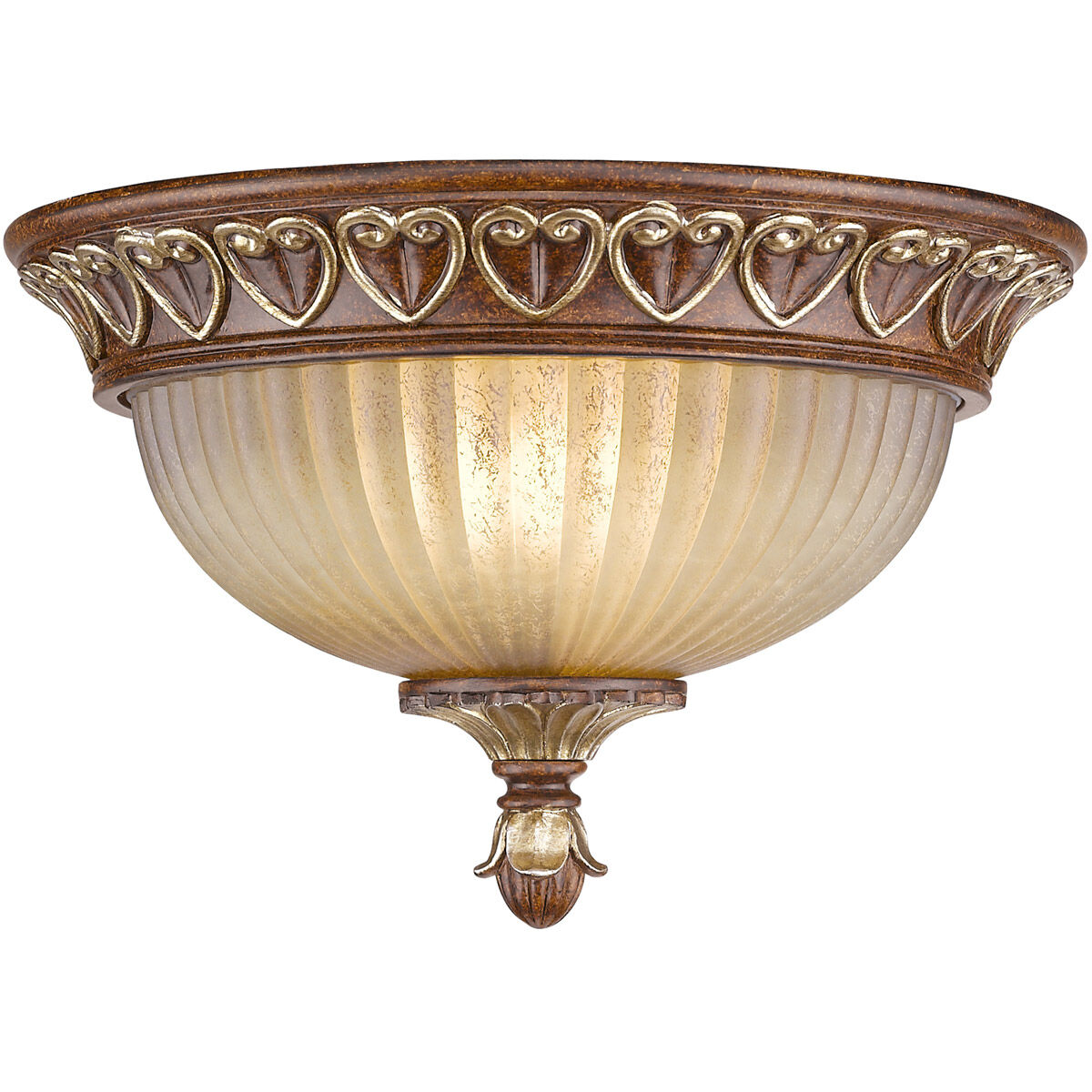 Villa Verona 2 Light 11 inch Verona Bronze with Aged Gold Leaf Accents Flush Mount Ceiling Light