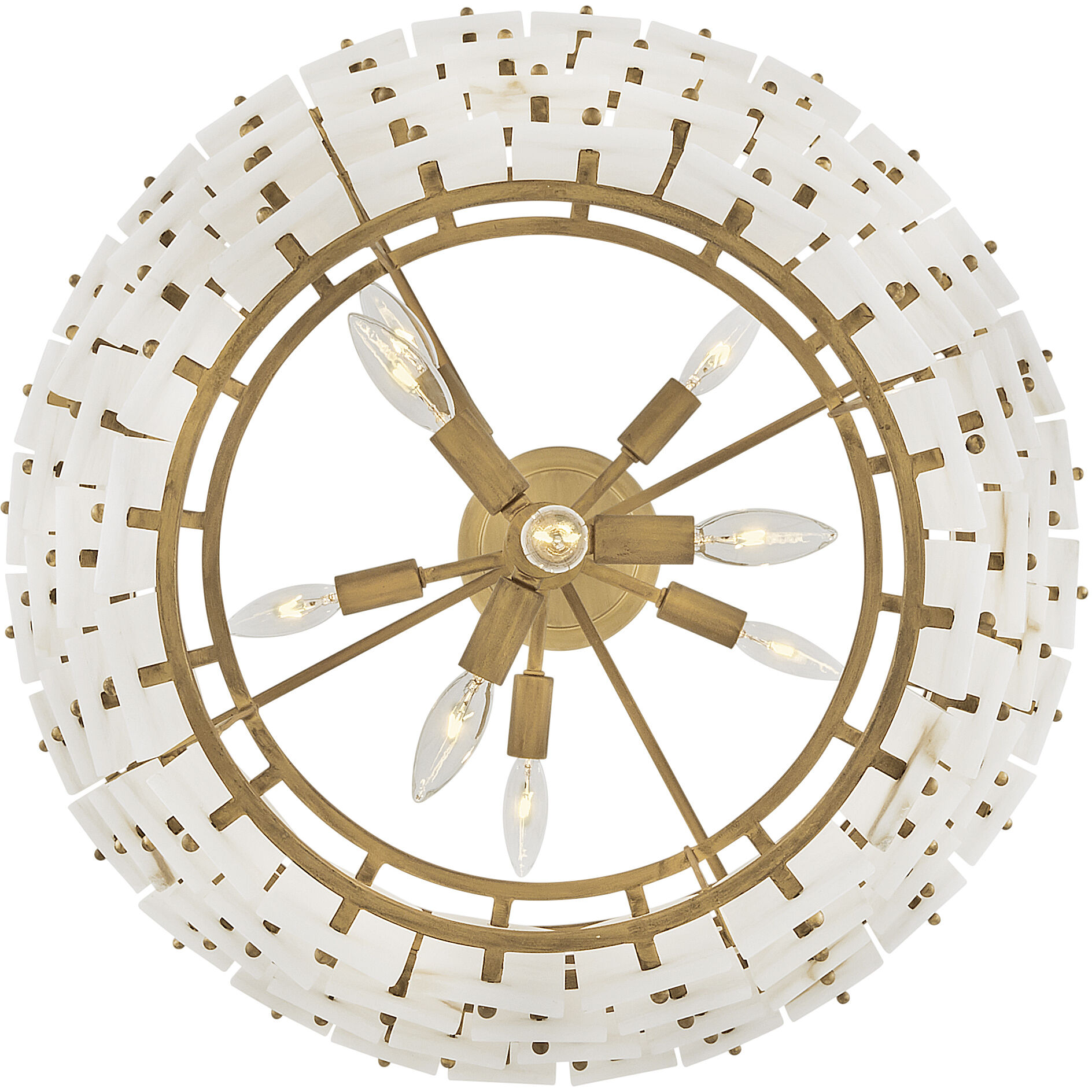 Simone LED 24 inch Burnished Gold Chandelier Ceiling Light in Alabaster, Multi Tier