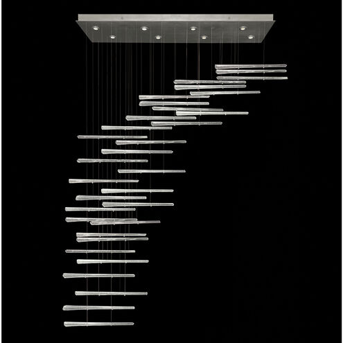 Elevate 8 Light 62 inch Silver Pendant Ceiling Light in Silver Leaf, Crystal Stardust Spires Studio Glass