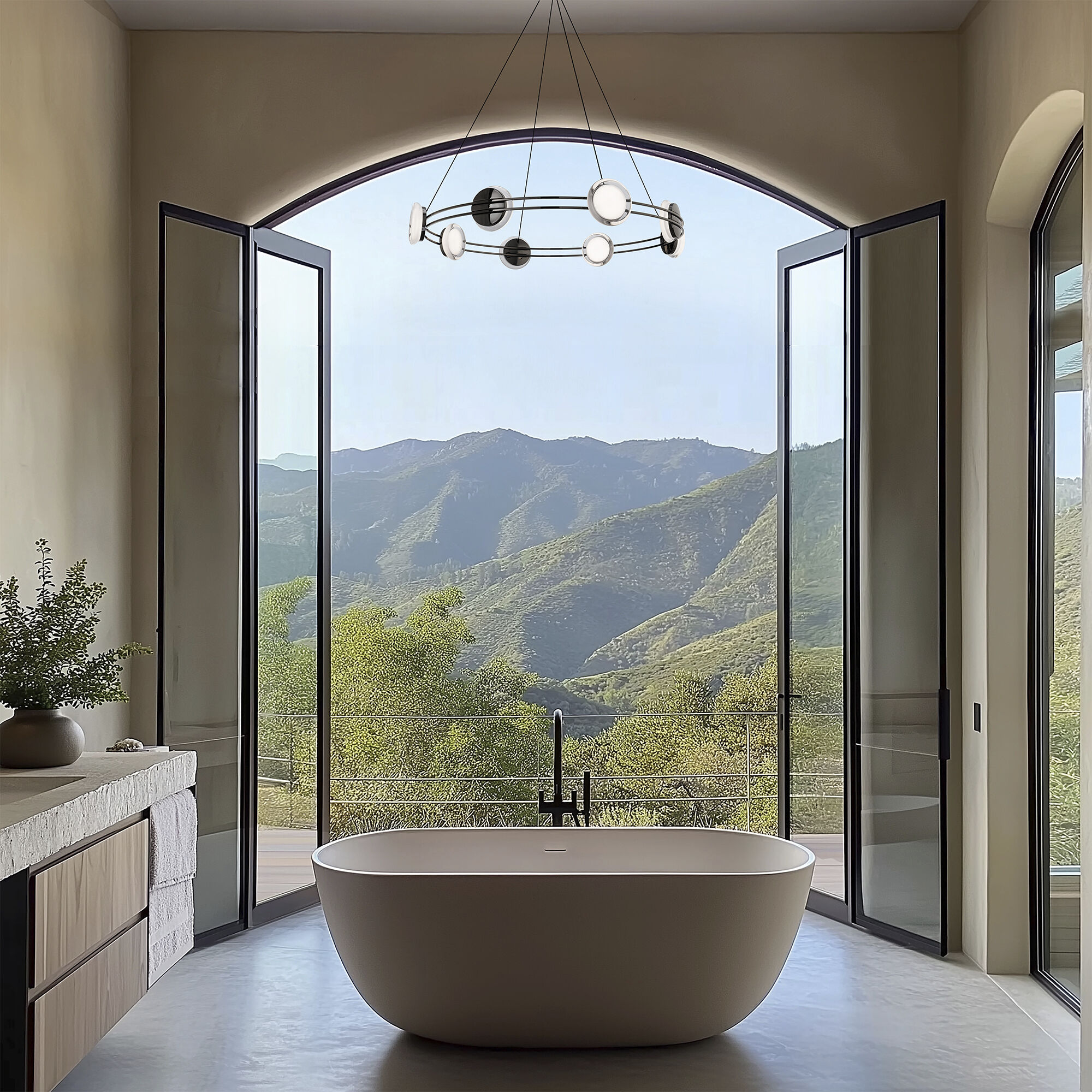 Bracelet LED 32.25 inch Aged Brass Pendant Ceiling Light in 3500K, dweLED