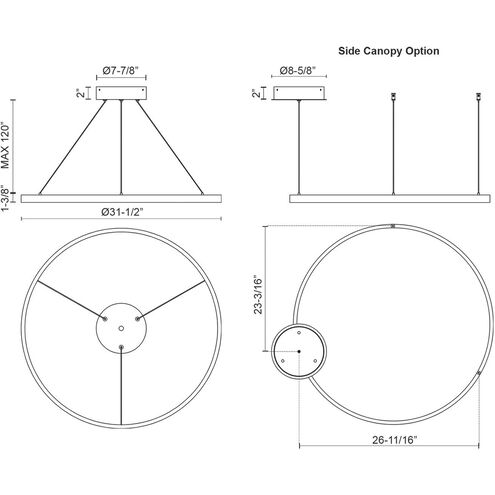 Cerchio LED 31.5 inch Brushed Gold Pendant Ceiling Light