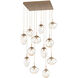 Cosmos LED LED Novel Brass Chandelier Ceiling Light, Square Multi-Pendant