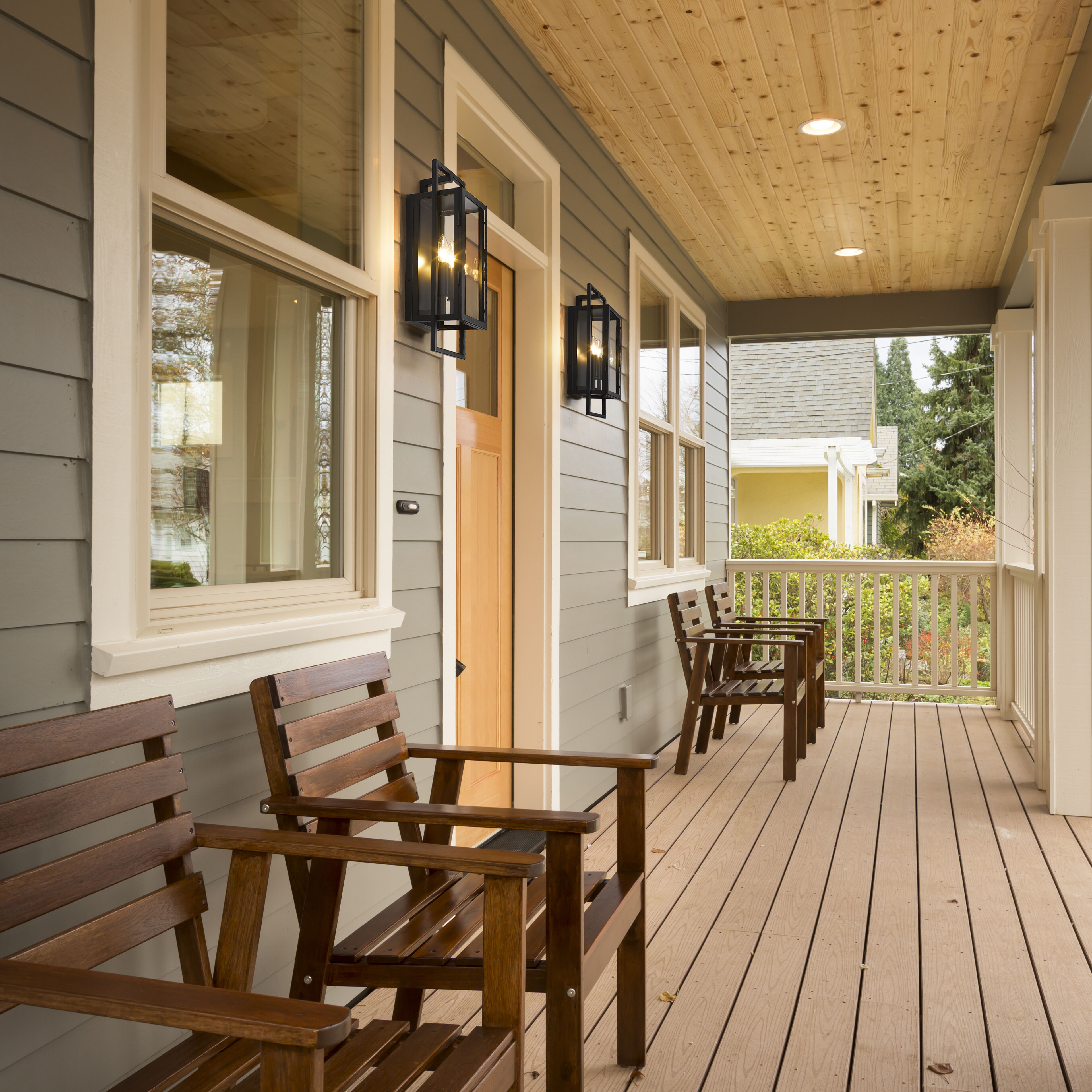 Lucian 2 Light 18.5 inch Black Outdoor Wall Light