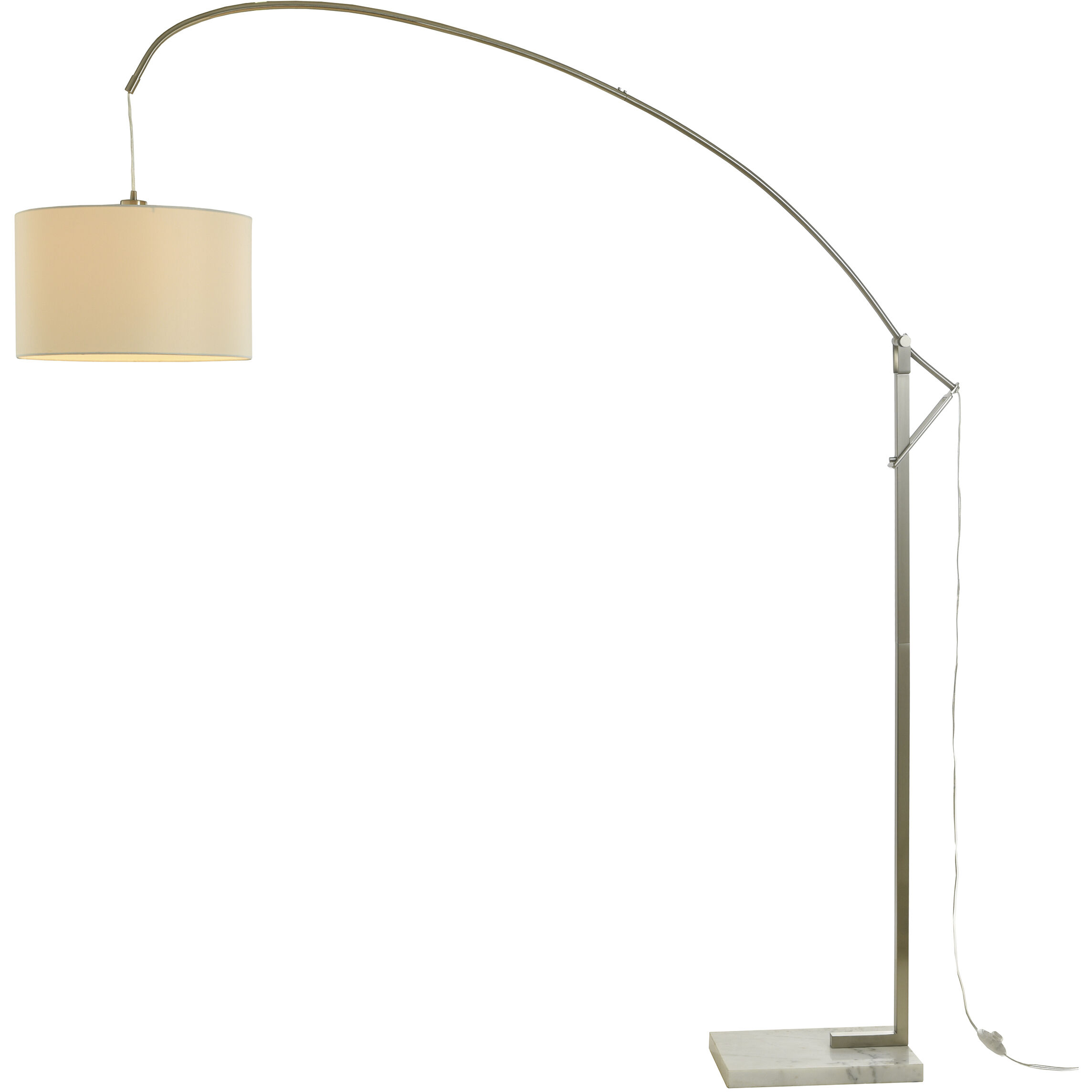 Ellison 65.75 inch 100 watt Brushed Steel and White Floor Lamp Portable Light