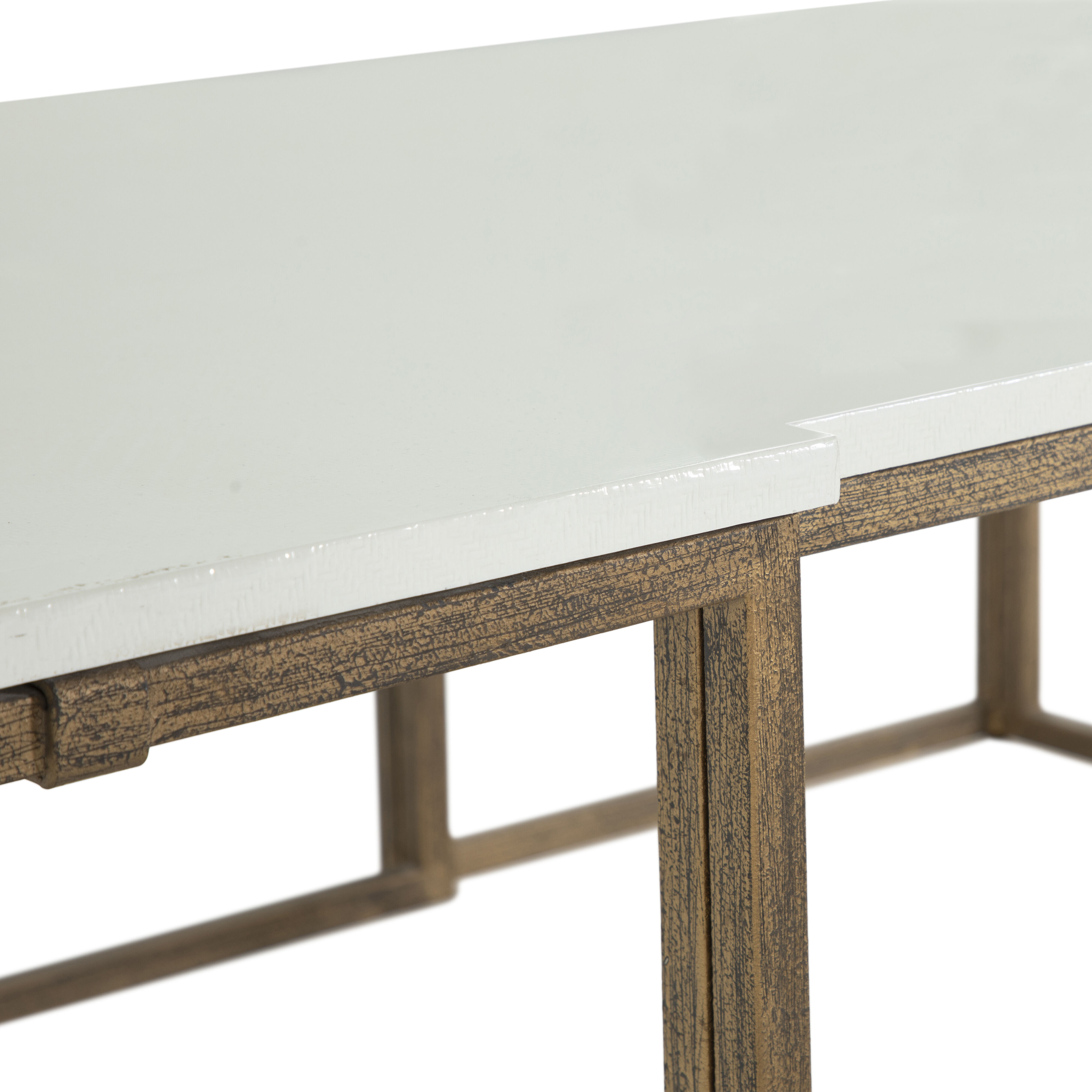 Stevens 52 X 32 inch Antique Textured Gold / White Seagrass / Clear Resin Coffee Table