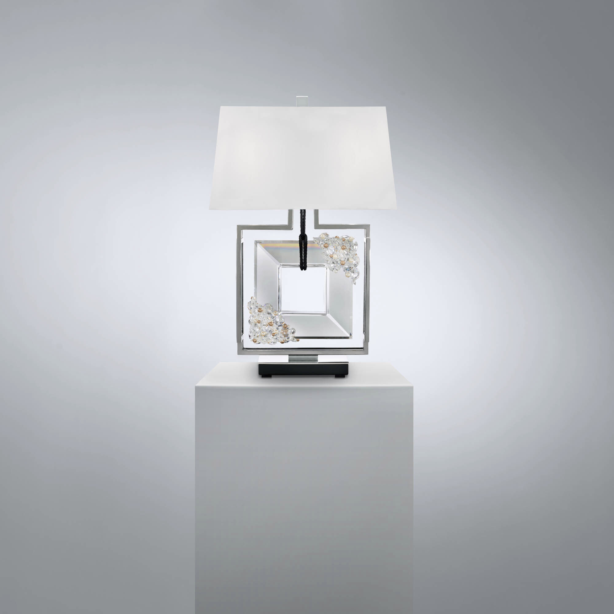 Forever Eva 28.25 inch 7.00 watt Polished Chrome Table Lamp Portable Light in Black Rope, Black Rope