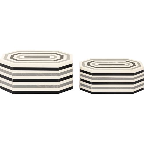 Octagonal Stripe 11.5 X 7.5 inch White with Black Box