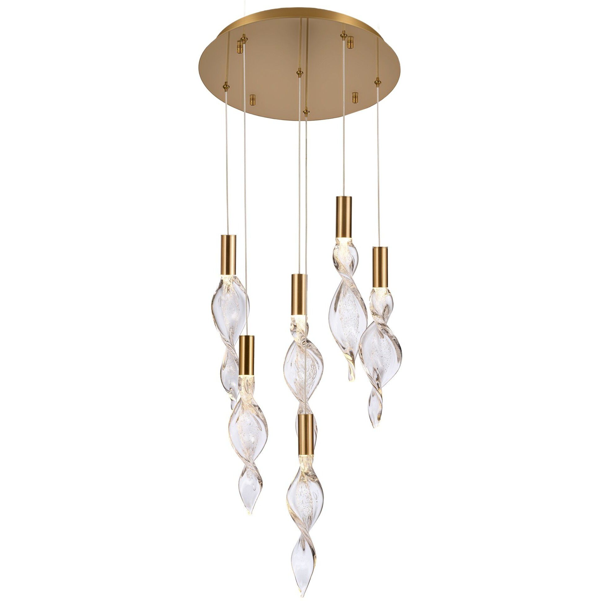 Aurora LED 16 inch Natural Brass Pendant Ceiling Light, Converts to Flush Mount