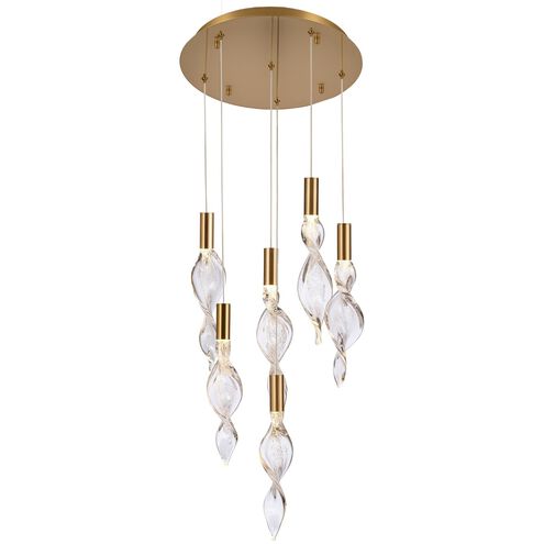 Aurora LED 16 inch Natural Brass Pendant Ceiling Light, Converts to Flush Mount