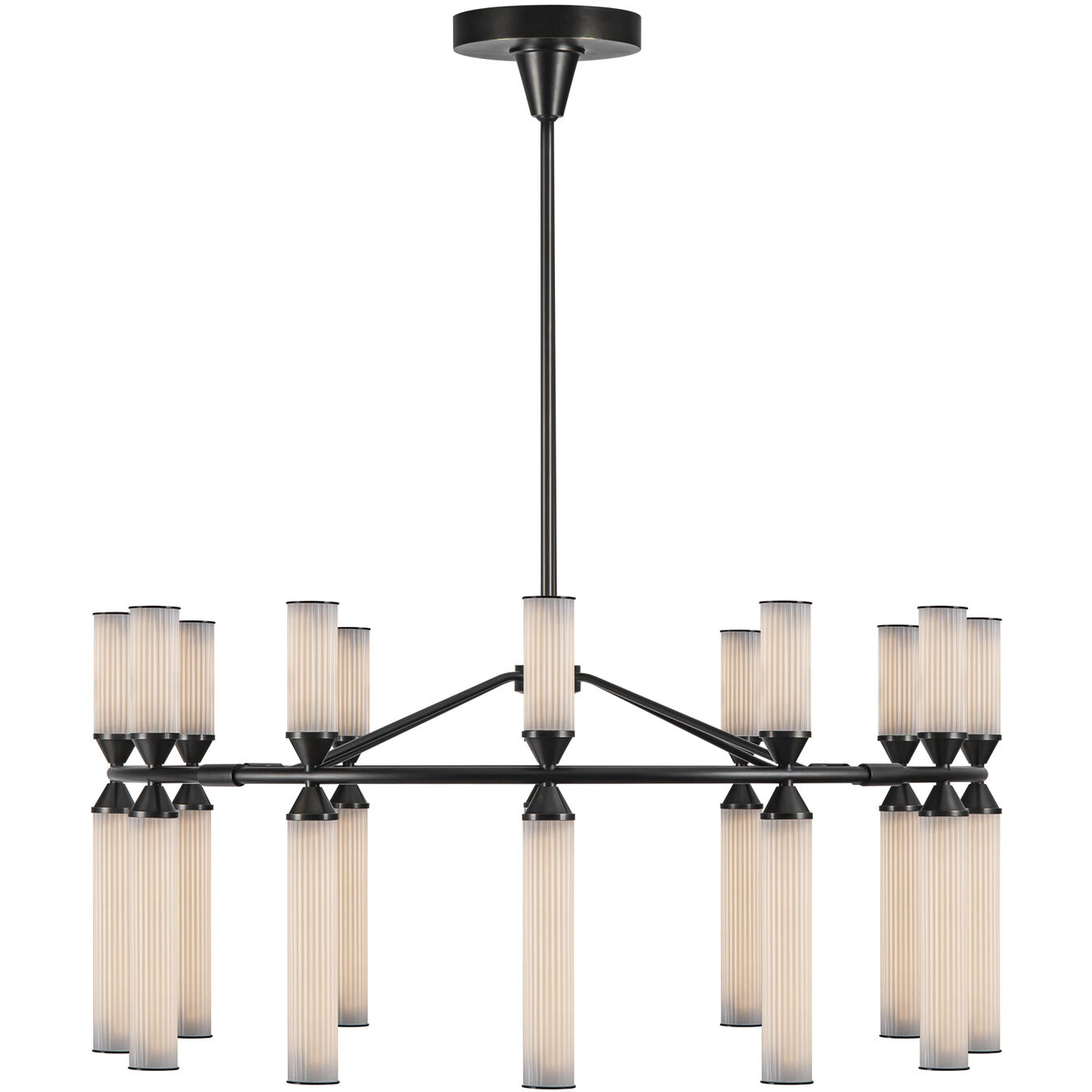 Edwin LED 37.5 inch Urban Bronze/Frosted Ribbed Glass Chandelier Ceiling Light