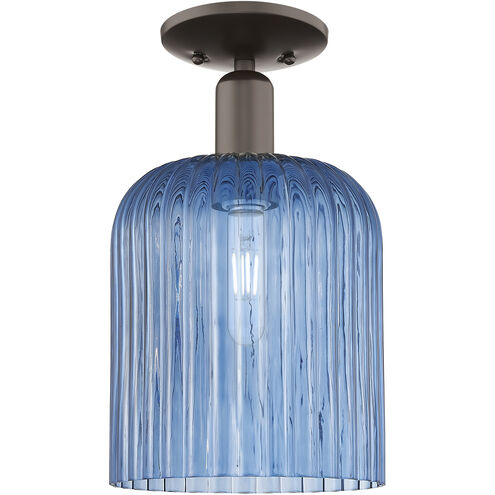 Arcadia Bridal Veil 1 Light 8 inch Oil Rubbed Bronze Semi-Flush Mount Ceiling Light in Blue