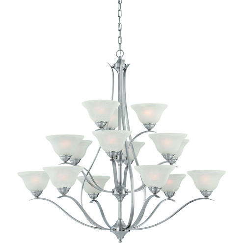Prestige 15 Light 48 inch Brushed Nickel with White Chandelier Ceiling Light