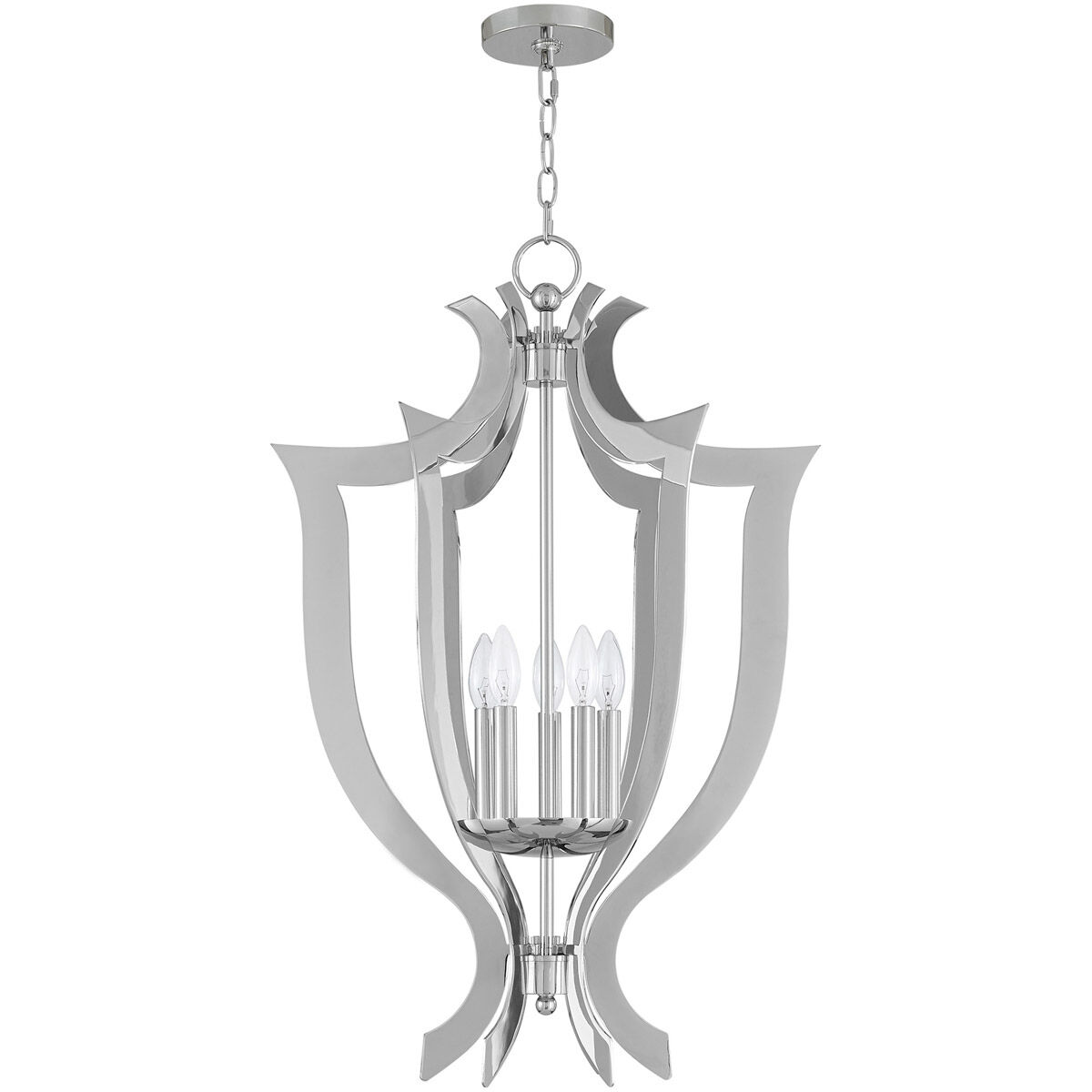 Aldrich 5 Light 21 inch Polished Chrome Lantern Chandelier Ceiling Light