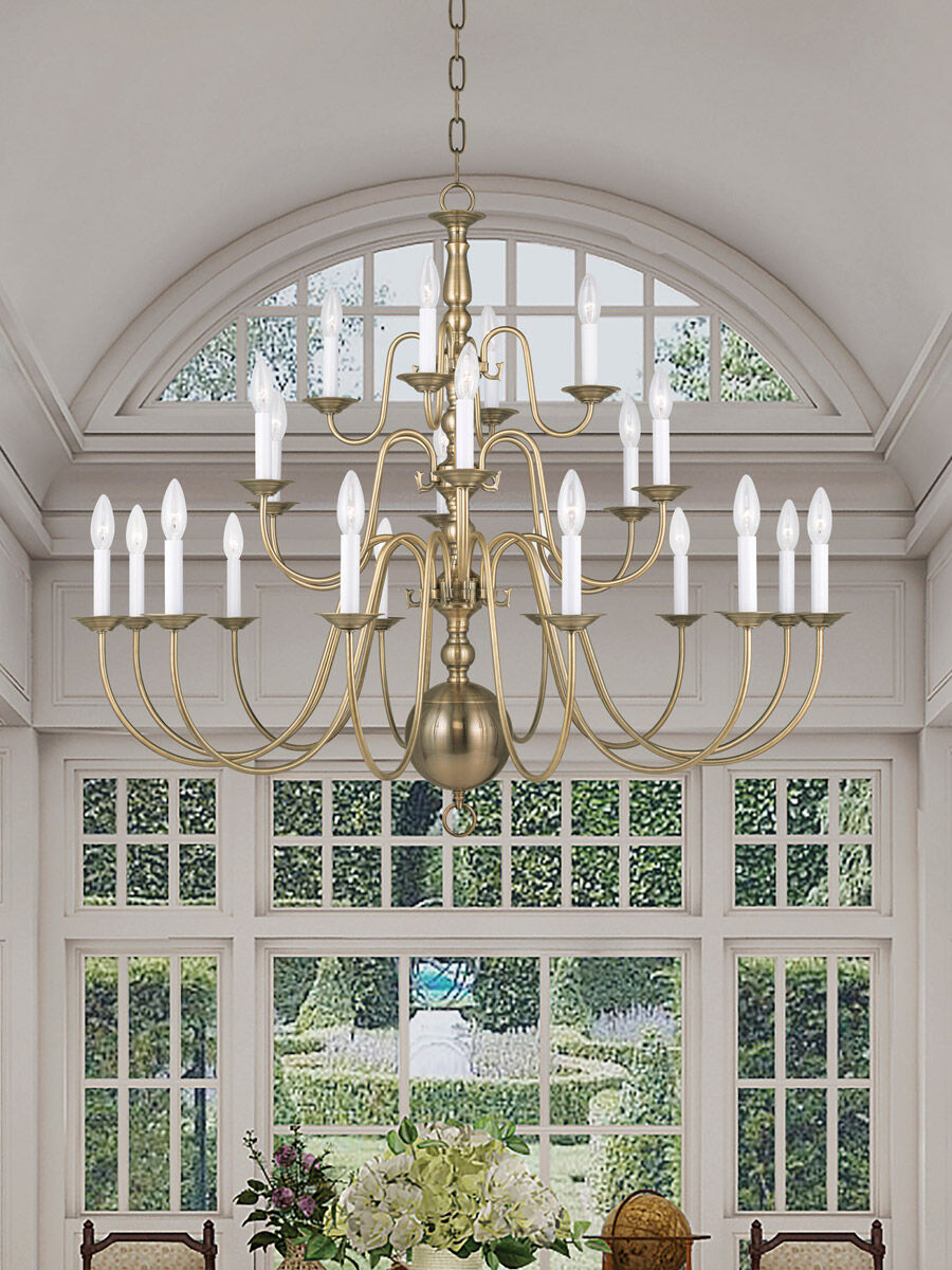 Williamsburgh 22 Light 42 inch Antique Brass Chandelier Ceiling Light
