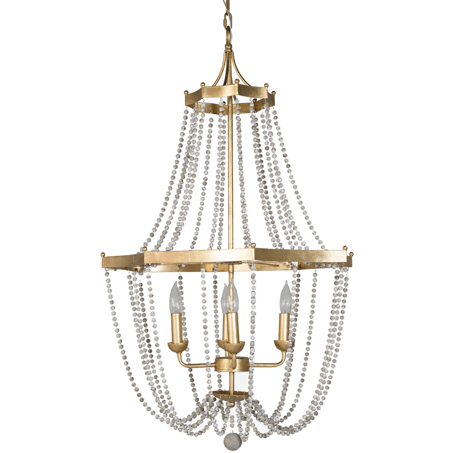 Whitney 4 Light 24 inch Vintage Gold / Antique White Chandelier Ceiling Light