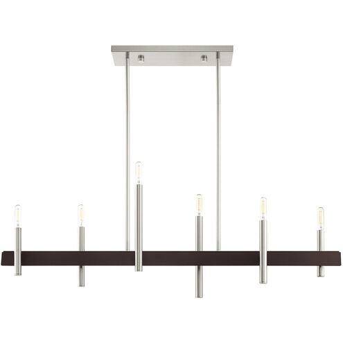 Denmark 6 Light 7 inch Brushed Nickel with Bronze Accents Chandelier Ceiling Light