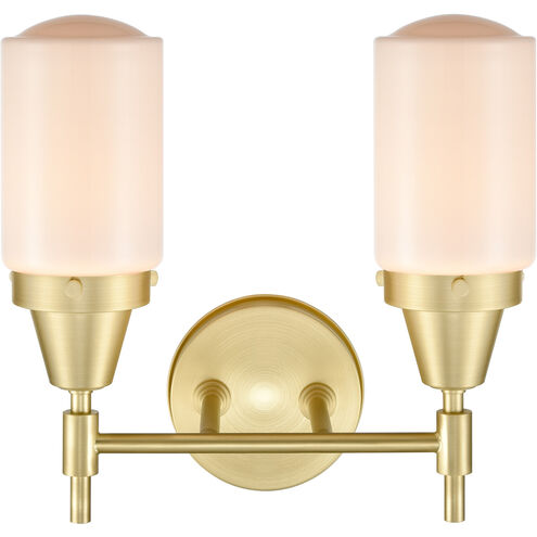 Caden LED 14 inch Satin Brass Bath Vanity Light Wall Light in Matte White Glass