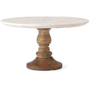 Lissa 30 X 30 inch White and Natural Cake Stand
