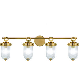 Myla 4 Light 33.75 inch Vintage Brass Bathroom Vanity Wall Light