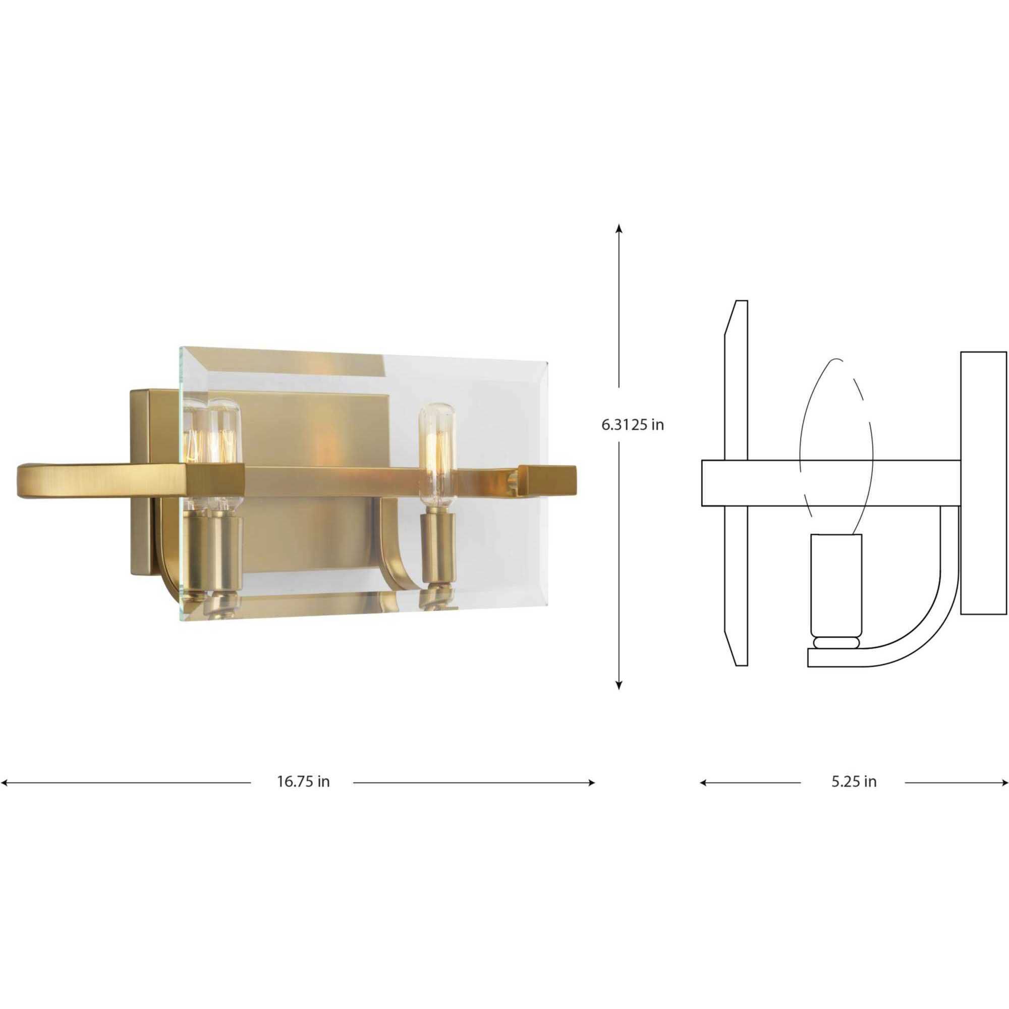 Cahill 2 Light 17 inch Brushed Bronze Bath Vanity Wall Light, Design Series