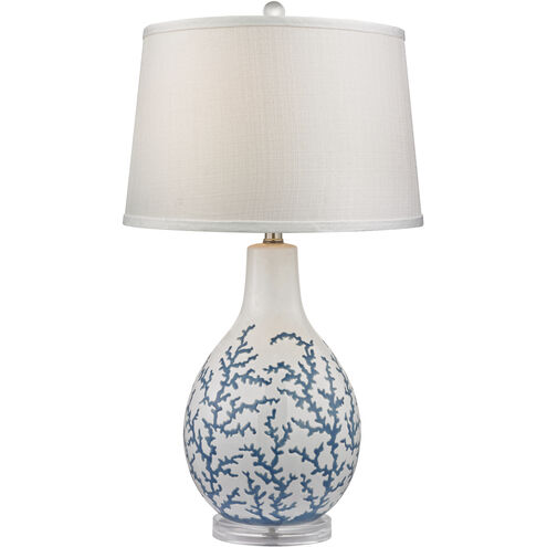 Sixpenny 27 inch 150 watt Blue with White and Clear Table Lamp Portable Light in Incandescent, 3-Way
