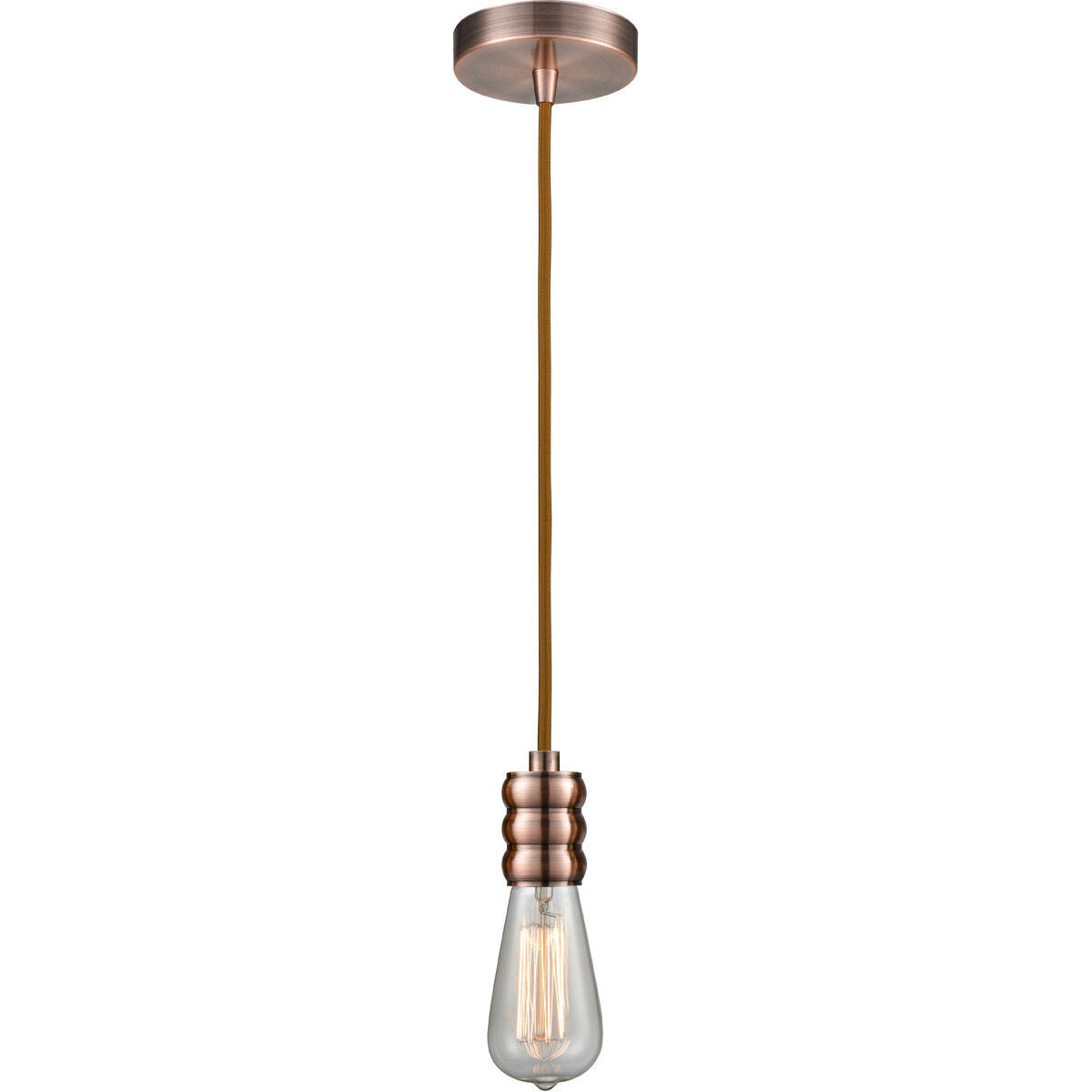 Gatsby Bare Bulb 1 Light 2 inch Antique Copper Mini Pendant Ceiling Light, Gatsby