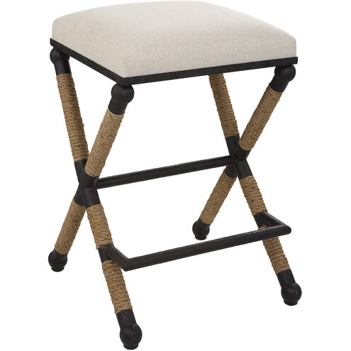 Firth 28 inch Rustic Iron and Natural Fiber Rope with Oatmeal Counter Stool