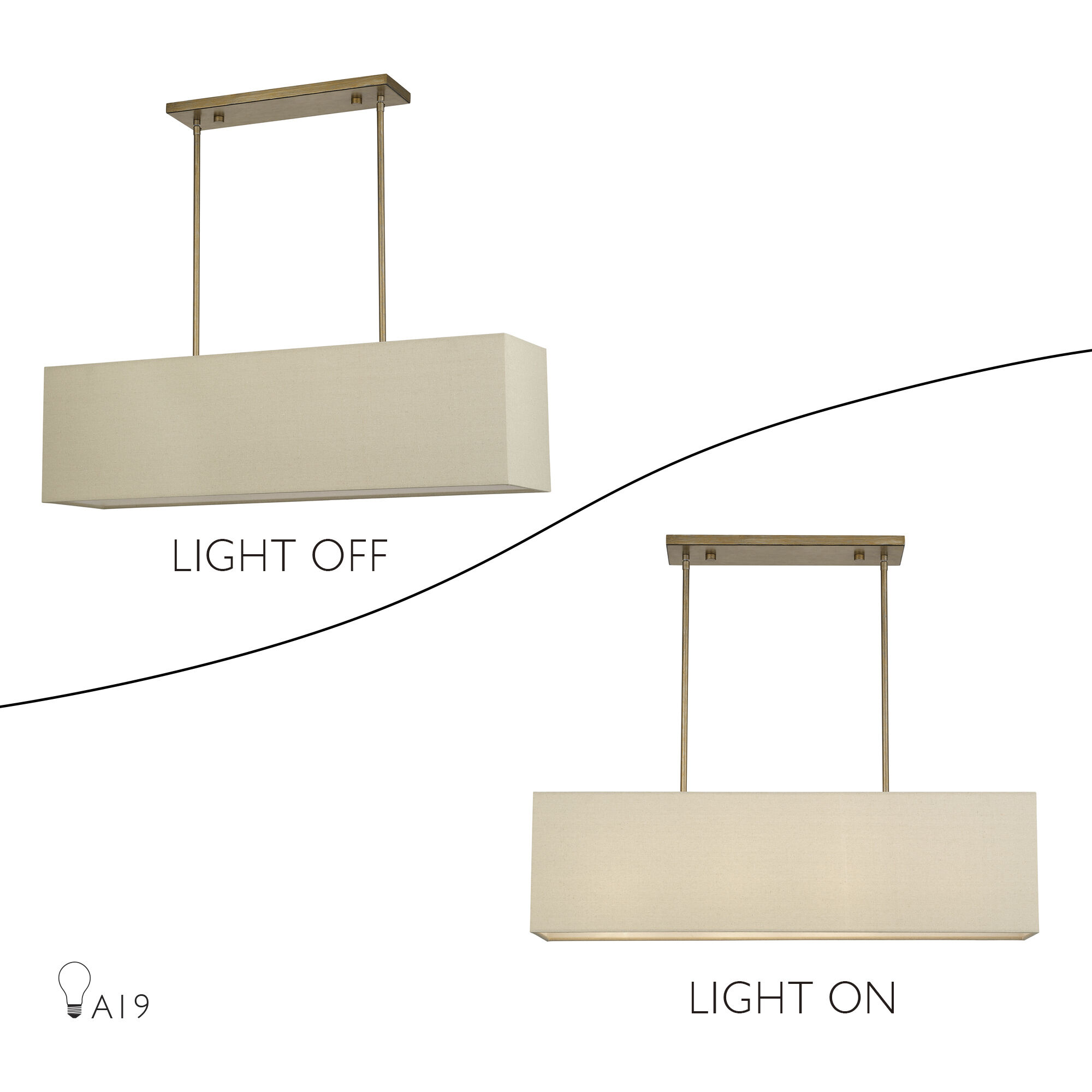 Summit 4 Light 36 inch Antique Gold Leaf Linear Chandelier Ceiling Light, Large